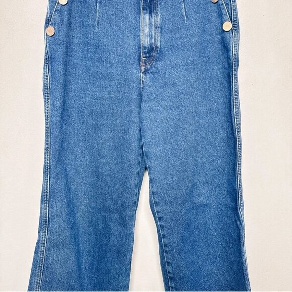 Zara Womens 8 Cropped Wide Leg Button Jeans - Picture 6 of 14
